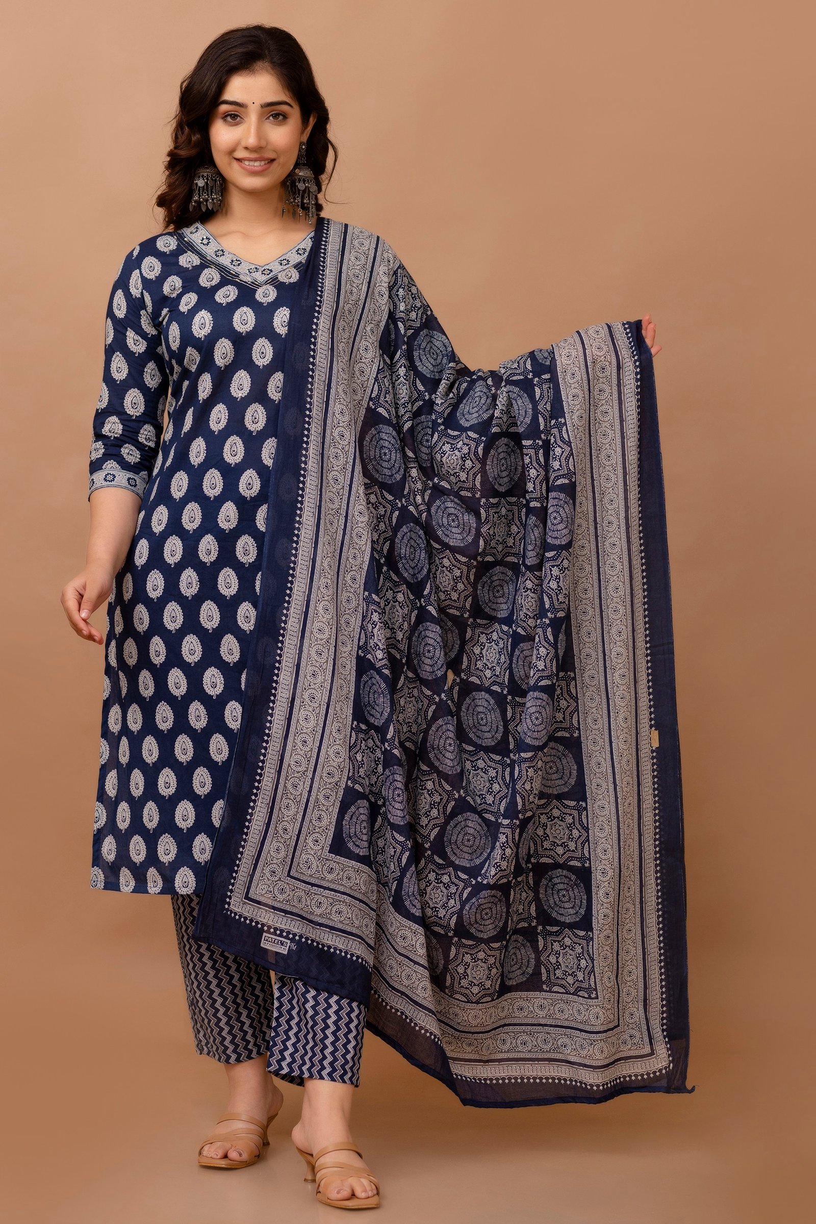 Aarna Blue Printed Cotton Suit Set