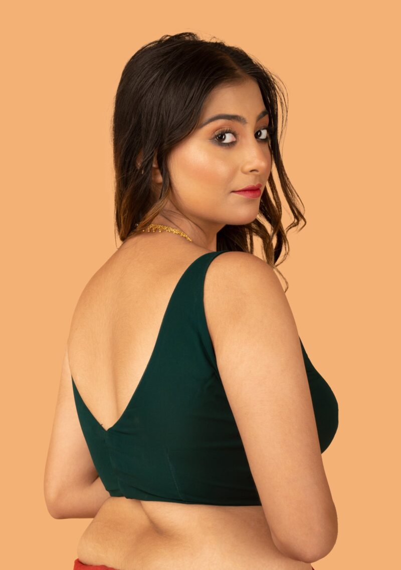Bottle Green Georgette Sleeveless Blouse - Image 5