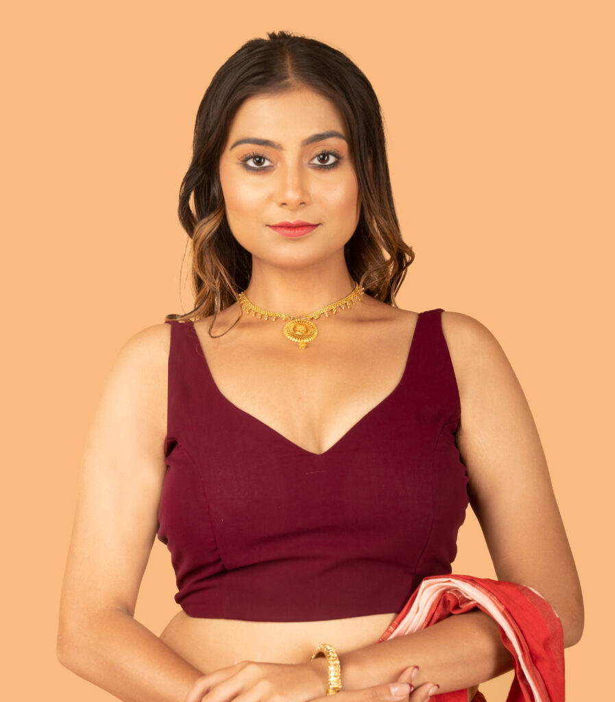 Wine Georgette Sleeveless Blouse