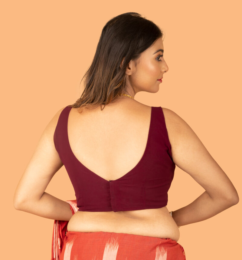 Wine Georgette Sleeveless Blouse - Image 6